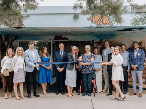 Ribbon-cutting ceremony of the opening of Evergreen East after the preservation and modernization process.