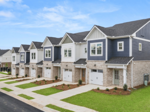 Exterior shot of the houses at The Rosemoor, a built-to-rent community in metro Atlanta.