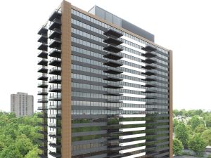 A photo of Cosmo 440, a recently renovated 25-story, 216-unit Class A multifamily property in Newark, N.J.
