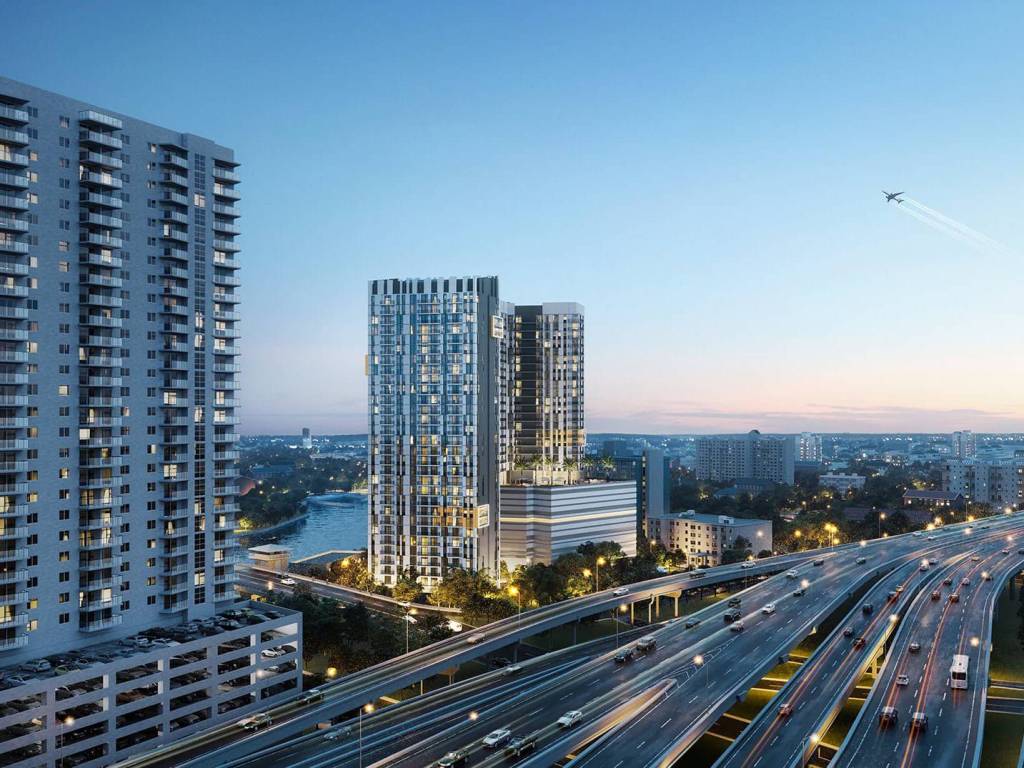 Exterior shot depicting Gallery at Lummus, an affordable housing development by Related in Miami.