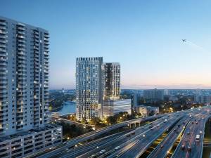 Exterior shot depicting Gallery at Lummus, an affordable housing development by Related in Miami.