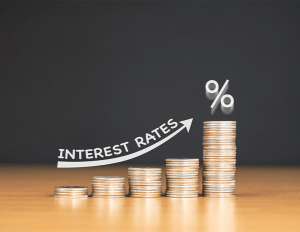 interest rate increasing with coins