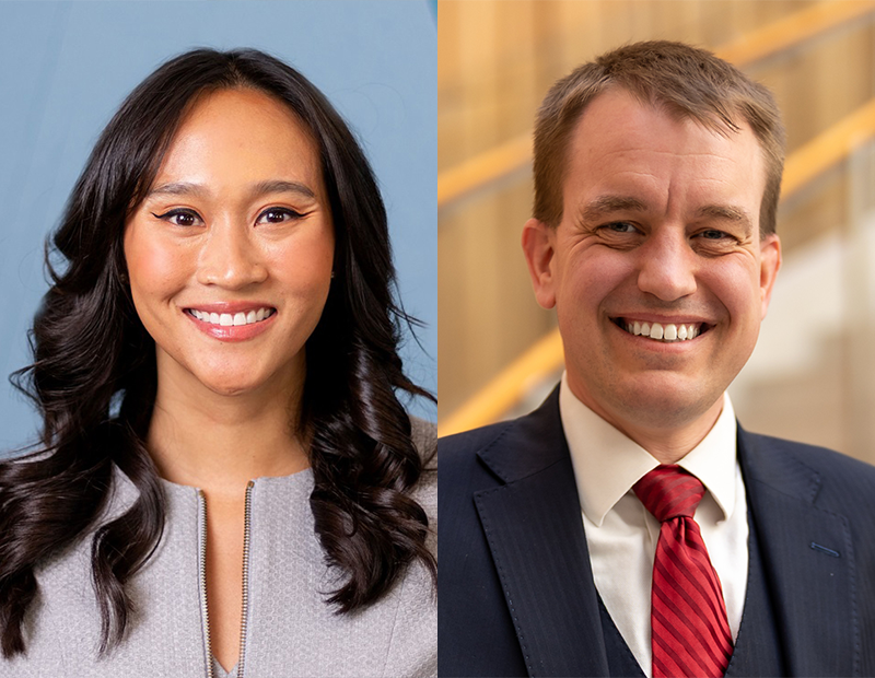 Headshots of Nicole Upano and Owen Caine