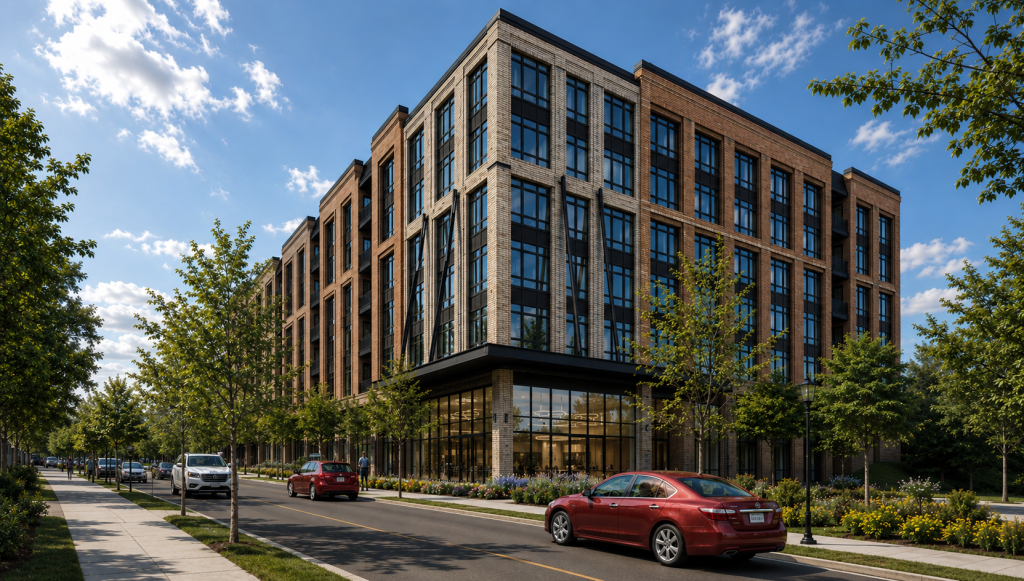 A rendering of 27 Holland Ave. in North White Plains, N.Y. BRP Cos. has started construction of a 8 million, two-building, mixed-use, transit-oriented development directly across from the North White Plains Metro-North Railroad train station.