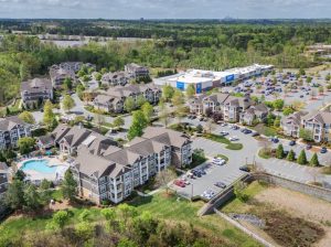 Aerial view of Pavilion Village, a residential community in Charlotte, N.C.