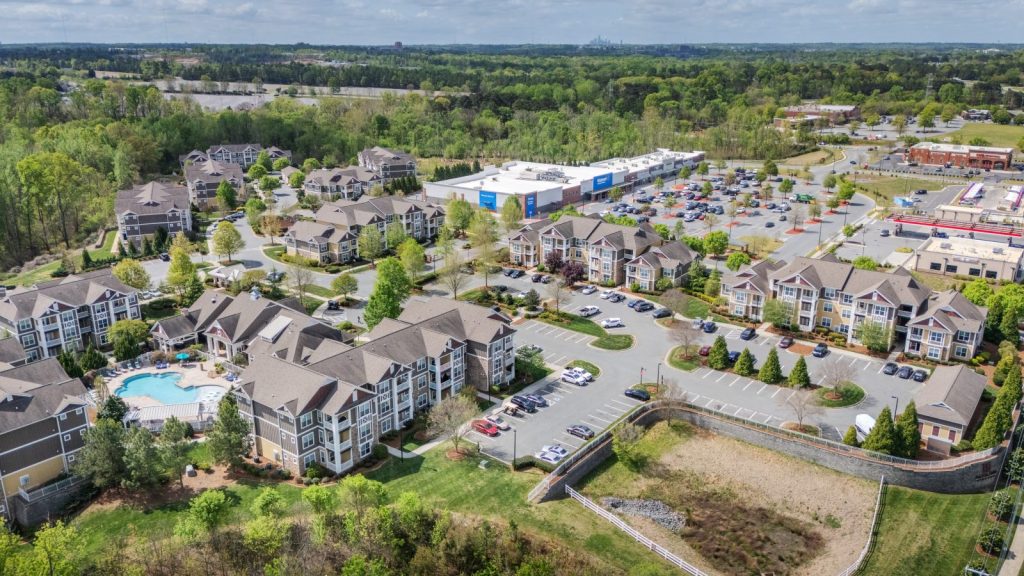 Aerial view of Pavilion Village, a residential community in Charlotte, N.C.