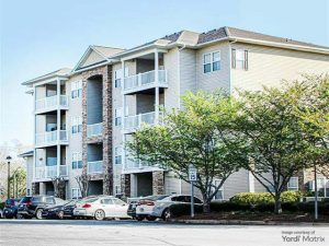 Aerial image of Sweetwater Creek, a multifamily property in suburban Atlanta.