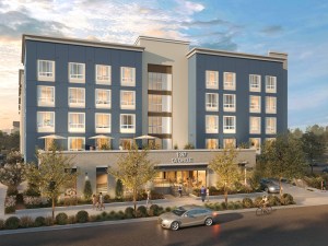 Exterior rendering of the affordable housing property developed by Waterford, Pacific Housing and C&C in Milpitas, Calif.