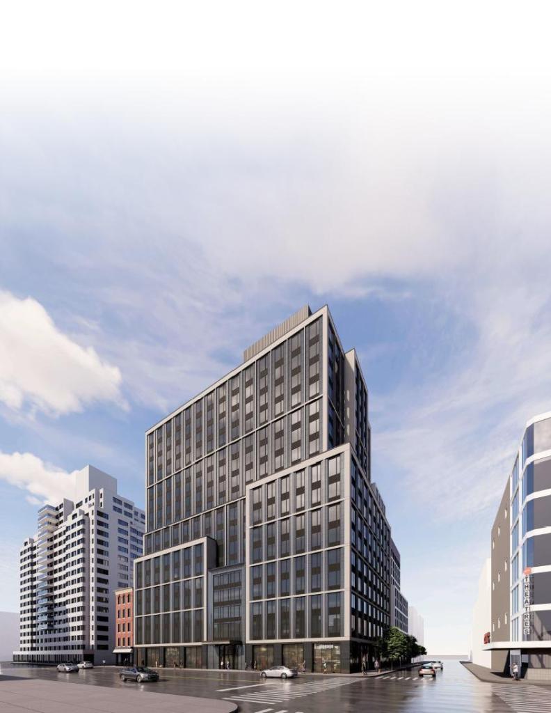 A rendering of 50 Third Avenue, a 184-unit, mixed-use project planned for the East Village by a joint venture between SK Development and Kinsmen Property Group.