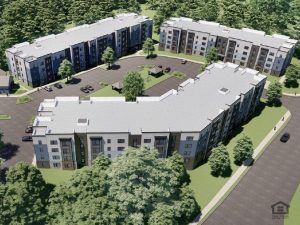 A rendering of Chapanoke, a 200-unit affordable housing community that is being built in Raleigh, N.C., through a public-private partnership led by Gilbane Development, Harmony Housing Affordable Development Inc. and F7 International Development.