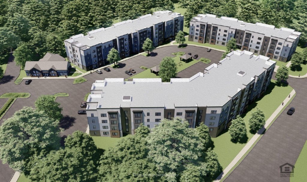 A rendering of Chapanoke, a 200-unit affordable housing community that is being built in Raleigh, N.C., through a public-private partnership led by Gilbane Development, Harmony Housing Affordable Development Inc. and F7 International Development.