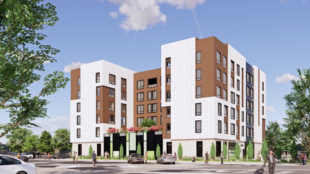 A rendering of Covina Senior Apartments, a 60-unit affordable housing property for seniors being developed in Covina, Calif., by Community HousingWorks and Laing Cos