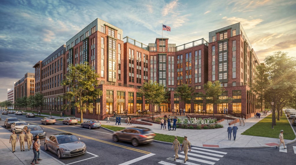 A rendering of the new buildings at Homeport Hampton Roads in Norfolk, Va.