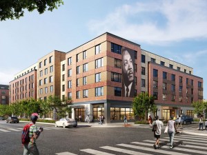 Exterior shot of LeClaire Courts phase 1, a community in Chicago