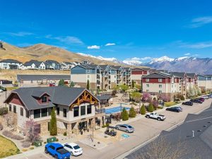 Arial view of Ridgeline at Traverse Mountain, a multifamily property in Lehi, Utah.
