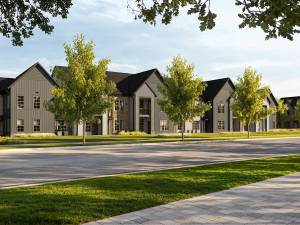 Exterior rendering featuring part of The Highline, a multifamily project in Nampa, Idaho.