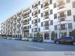 Exterior image of The Vibe, a two-building multifamily community in Miami.