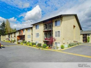 Outside shot of The Court at Northgate, a 132-unit, transit-oriented community in Seattle.