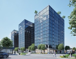 A rendering of Zev Corvallis, a 13-story, 262-unit, 667-bed Class A student housing development that is being built by Fields Holdings near Oregon State University in Corvallis, Ore.